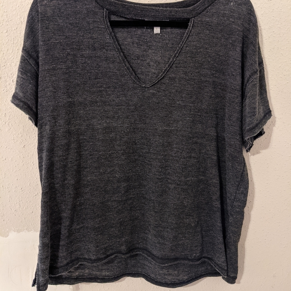 Grey v-cut out top